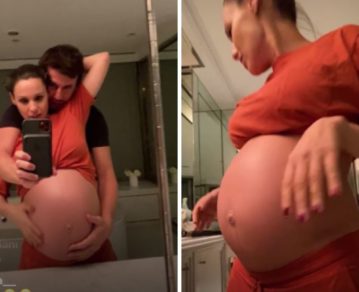 Pampita, embarazada de 8 meses, mostró en un video cómo la espera Moritán después de la gala de ShowMatch