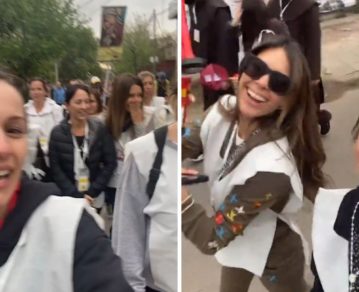 Pampita peregrina a Luján bajo la lluvia con sus amigas: así es la caminata de la conductora a dos meses de haber sido madre