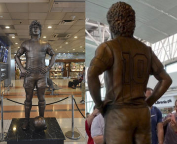 Diego Maradona: cómo es la estatua en tamaño real que inauguraron en su honor en el aeropuerto de Ezeiza