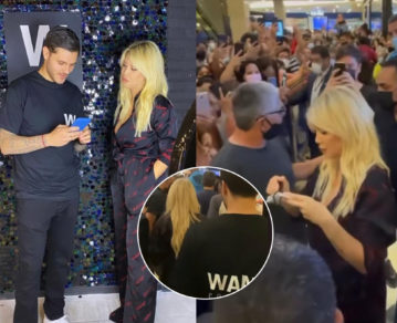 Furor por Wanda Nara y Mauro Icardi en el Abasto: así fueron su explosiva llegada al local de cosméticos y la firma de autógrafos