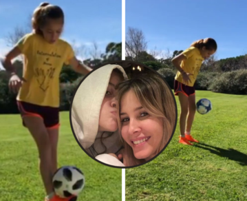 Helena, la hija menor de Guillermina Valdés y Sebastián Ortega, se luce jugando al fútbol femenino