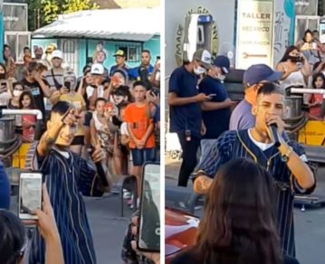 L-Gante brindó un show gratuito para niños tras ser descubierto grabando un videoclip