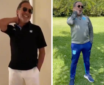Así fue el característico festejo de Guillermo Francella trás la victoria de Racing a Independiente: "Hermosa mañana, ¿verdad?"