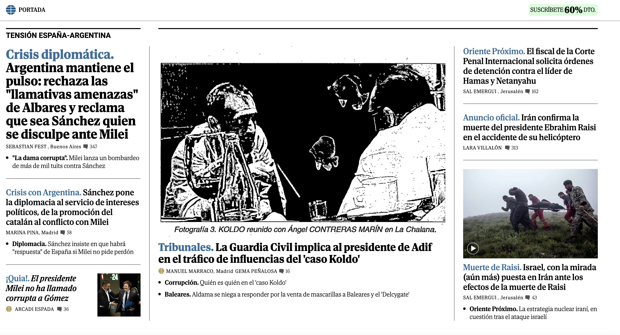 El Mundo destaca en su portada la "tensión diplomática entre Argentina y España".