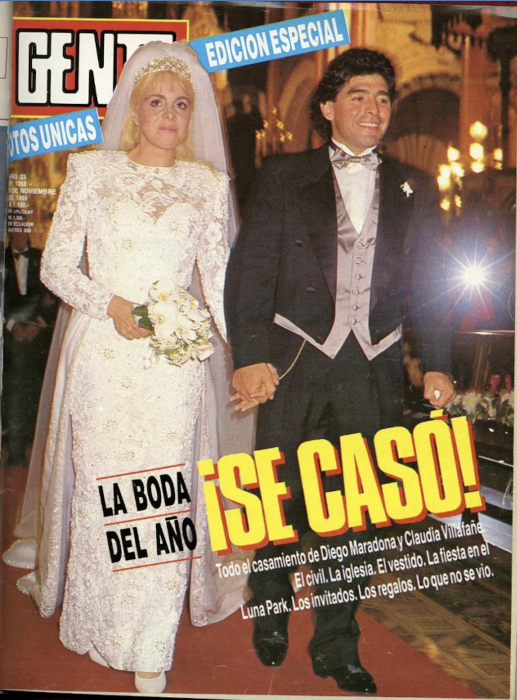 La cobertura exclusiva del casamiento de Diego Maradona y Claudia Villafañe por Revista Gente. 