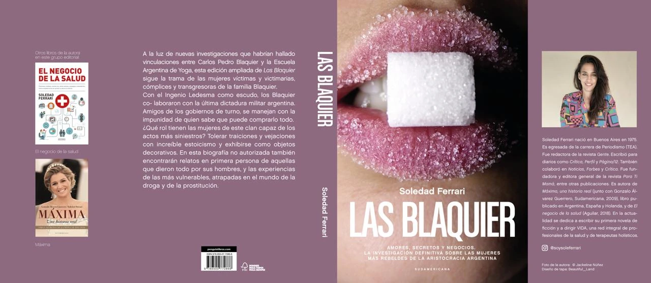 La tapa y la contratapa de la edición actualizada de Las Blaquier, libro editado por Penguin