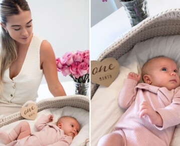 Las tiernas postales del primer mes de Olivia, la hija del Kun Agüero y Sofía Calzetti