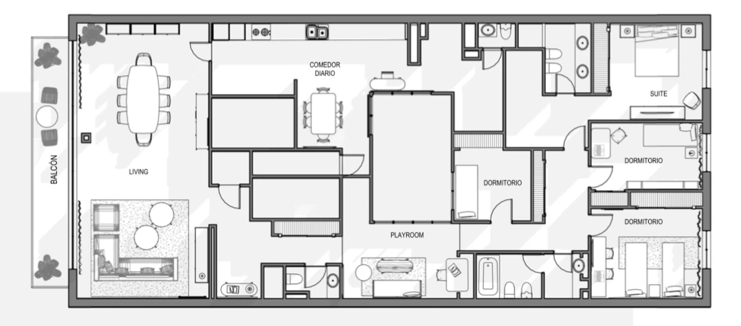 El plano general de la casa de Sandra Borghi. 