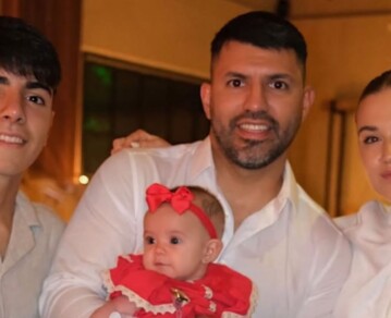 El tierno gesto de Olivia, la bebé del Kun Agüero, con su hermano mayor Benjamín